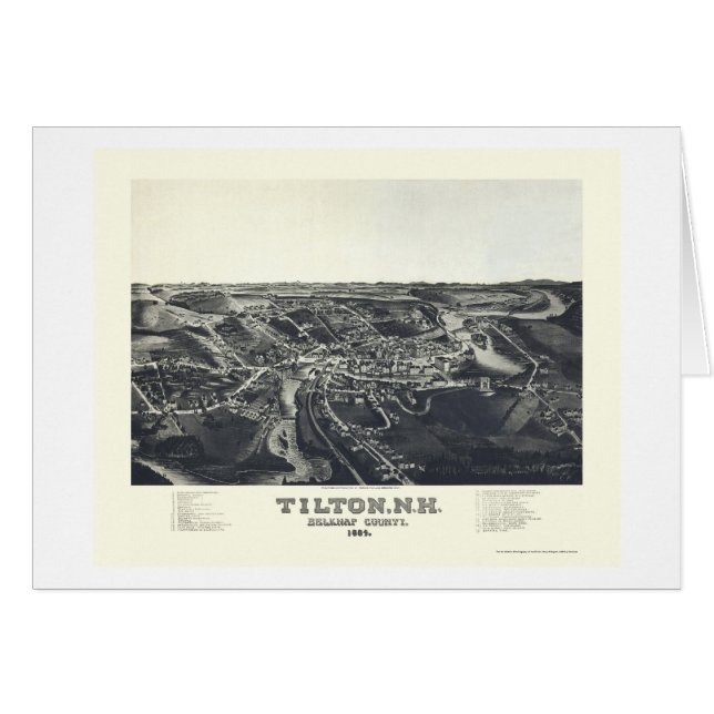 Tilton, panoramische Karte NH - 1884 (Vorderseite (Horizontal))