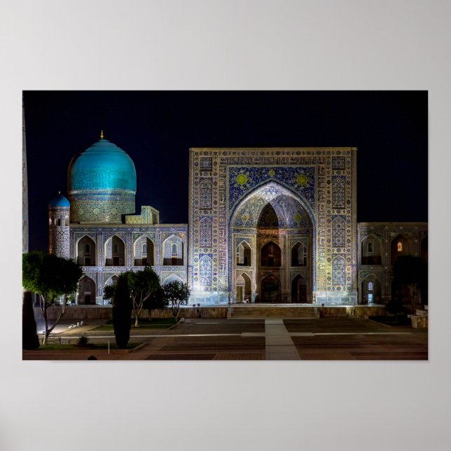 Tilya-Kori Madrasah am Registan-Platz - Samarkand Poster (Vorne)