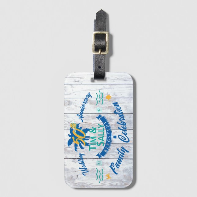 Tim & Sally's 50. Gepäckmarke Gepäckanhänger (Vorderseite Vertikal)