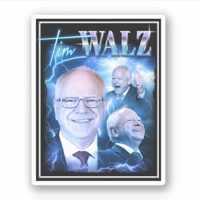 Tim Walz Retro 90er Aufkleber (Vorderseite)