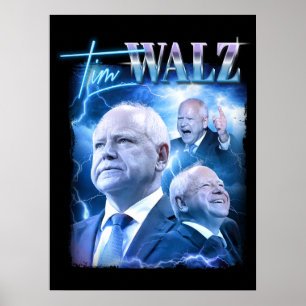 Tim Walz Retro 90er Stil Poster