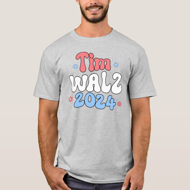 Tim Walz Retro Hippie Style T-Shirt (Vorderseite)