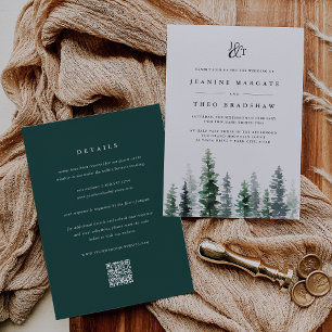 Timber Grove Doppelseitige Monogramm-Hochzeit Einladung