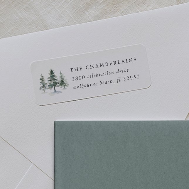 Timber Grove Winter Pine Tree Return Address (Von Creator hochgeladen)