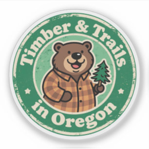 Timber & Trails_ Oregon Vintage Natur Kunst Aufkleber