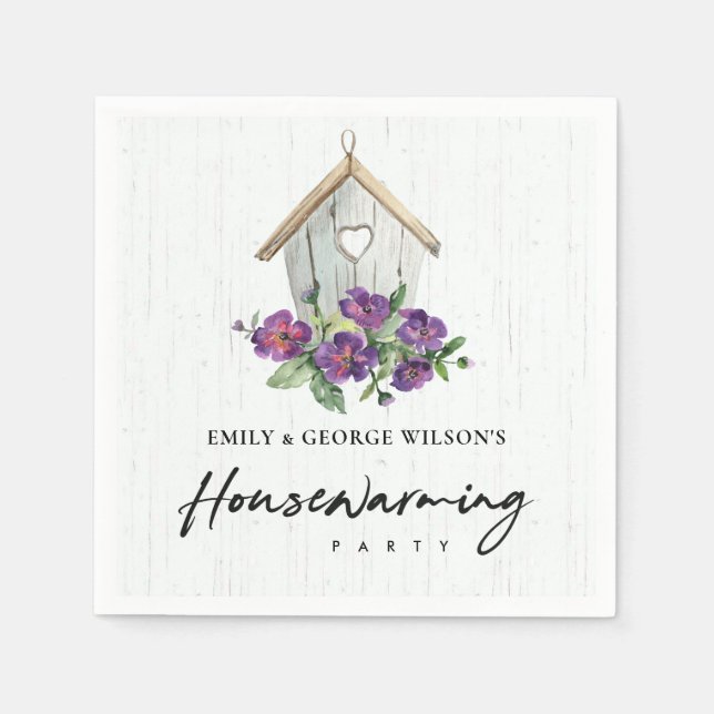 TIMBER VIOLET FLORAL BIRD HOUSEWARMING PARTY SERVIETTE (Vorderseite)
