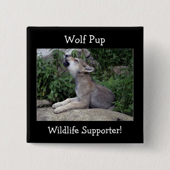 Timber Wolf Pup Gray Wolf Wild Animal Button (Vorderseite)