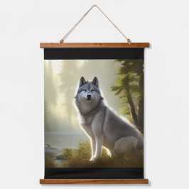 Timber Wolf Wildlife Portrait Wandteppich Mit Holzrahmen