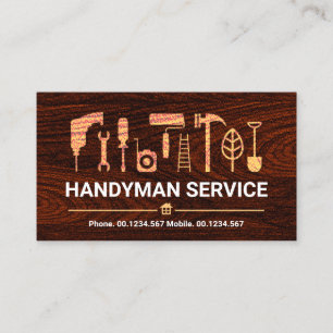 Timber Wood Grain Handyman Tools Visitenkarte