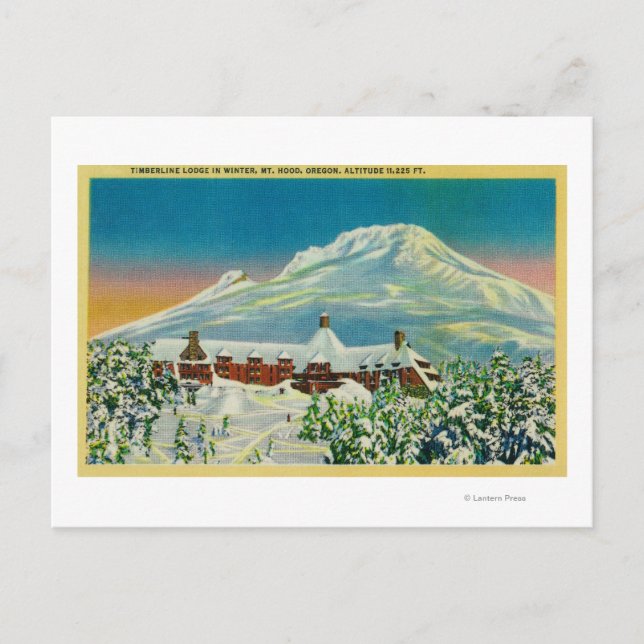 Timberline Lodge im Winter am Berg Hood Postkarte (Vorderseite)