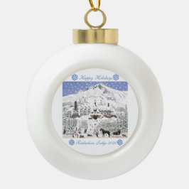Timberline Lodge Weihnachtsschnee Keramik Kugel-Ornament