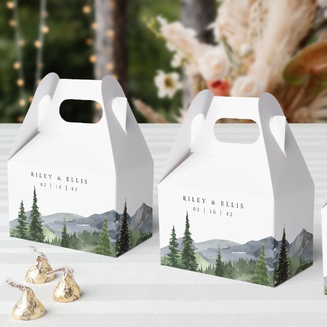 Timberline | Watercolor Mountain Wedding Geschenkschachtel (Von Creator hochgeladen)
