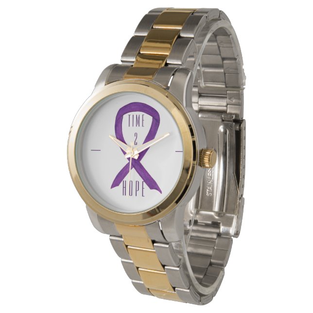 Time 2 Hope Lila Awareness Ribbon Wrist Watch Armbanduhr (Schrägansicht)