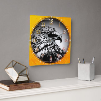 Time and illustrated art on your wall. quadratische wanduhr