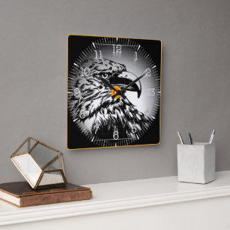Time and illustrated art on your wall. quadratische wanduhr