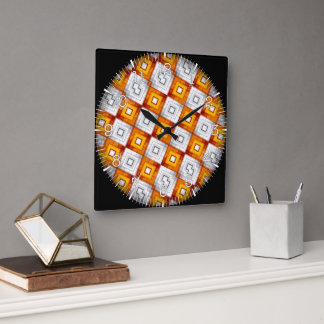 Time and illustrated art on your wall. quadratische wanduhr