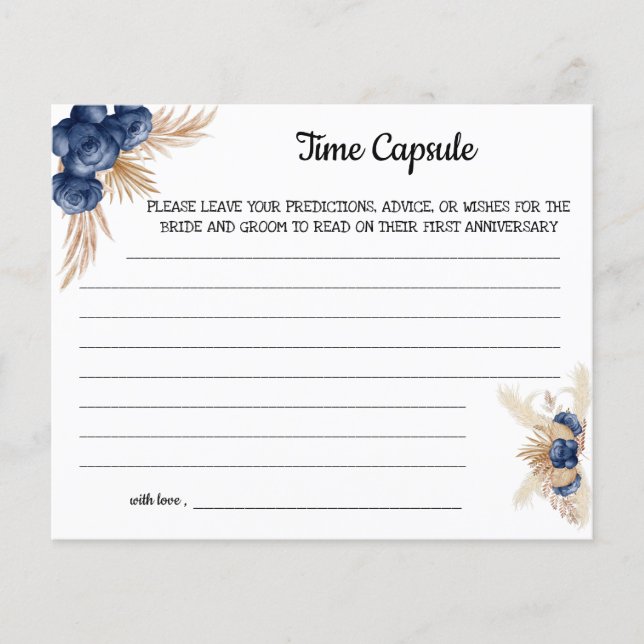 Time Capsul Advice BlueFlowers Brautparty Card Flyer (Vorne)