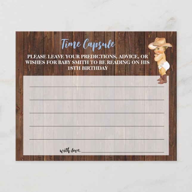 Time Capsul Advice for Baby Cowboy Shower Card Flyer (Vorne)