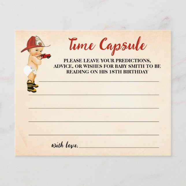 Time Capsul Advice for Baby Firefighter Shower Flyer (Vorne)