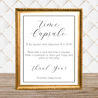 Time Capsul Minimalistisch Baby Shower Game Poster