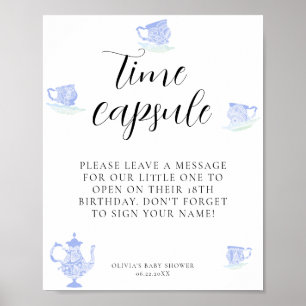 Time Capsule Baby Tee China Blue White Lace Poster