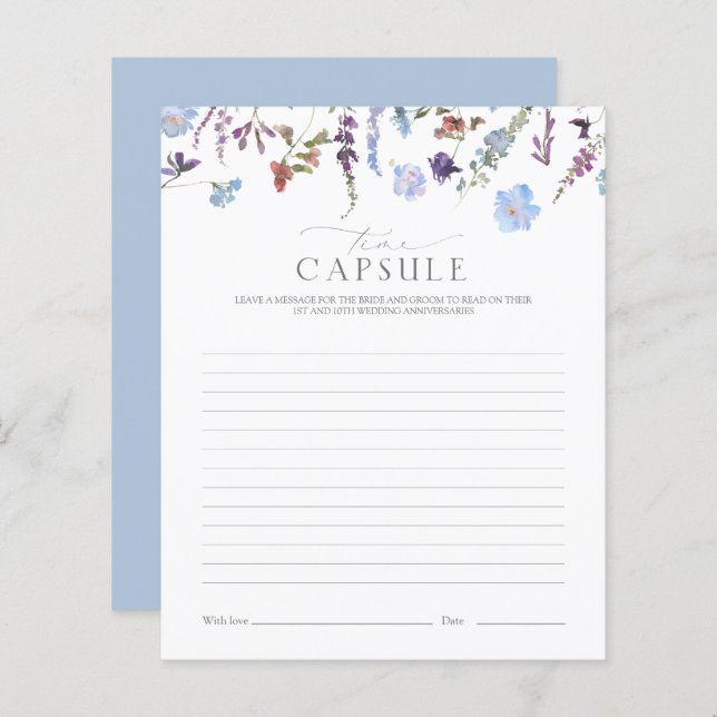 Time Capsule Dusty Blue Wildflower Shower Game (Vorne/Hinten)