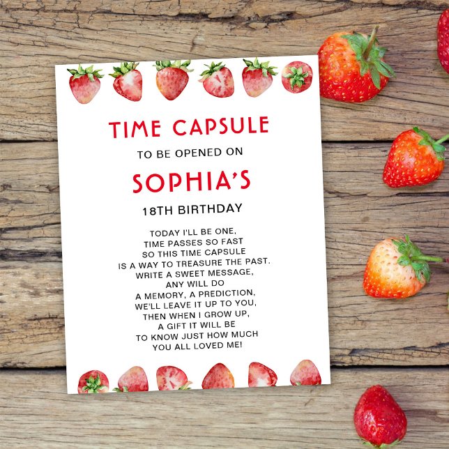 Time Capsule Erdbeere 1. Geburtstag Poster (Von Creator hochgeladen)