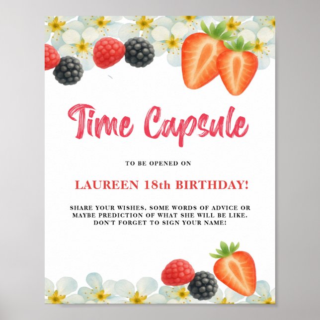 Time Capsule First Birthday Sign Poster (Vorne)