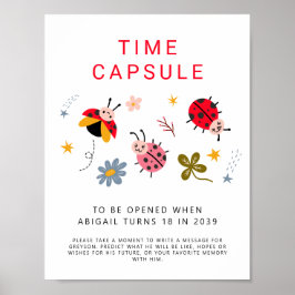 Time Capsule Sign Ladybug Geburtstagsparty Poster
