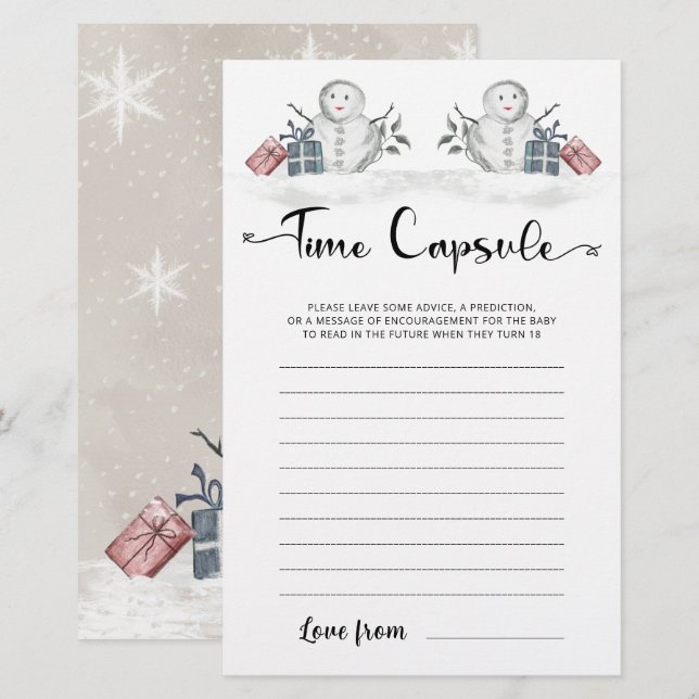 Time Capsule Snowman Baby Showspiel (Vorne/Hinten)