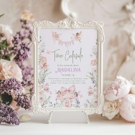 Time Capsule Whimsical garden Fairy First Birthday Poster