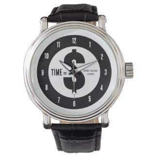 Time = $ Every Second Counts Black and White Armbanduhr