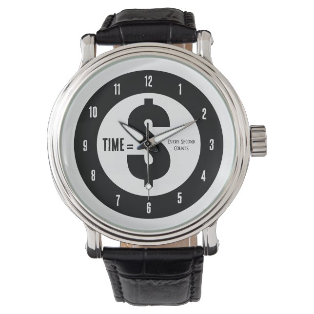 Time = $ Every Second Counts Black and White Armbanduhr (Vorderseite)
