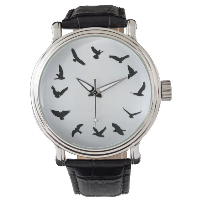 Time Fliegt Minimalistisch Novelty Bird Watch Armbanduhr (Vorderseite)
