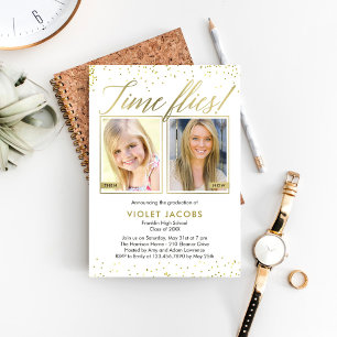 Time Flies EDITABLE COLOR Abschluss Einladung
