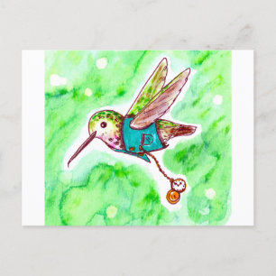 Time Flies Hummingbird Painting Postkarte