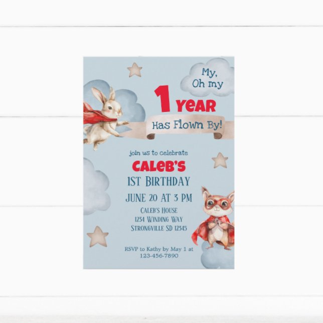 Time Flies Superhero zum ersten Geburtstag Einladung (Von Creator hochgeladen)