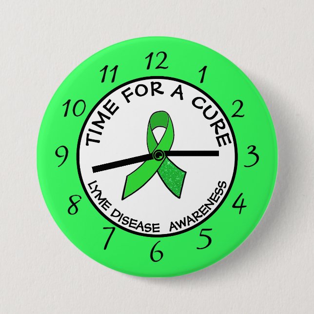 Time for a Cure Lime Awareness Ribbon Stickers Button (Vorderseite)