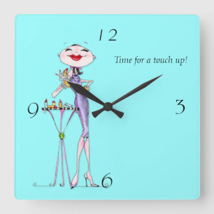 Time for a Touch Up Woman humor clock Quadratische Wanduhr