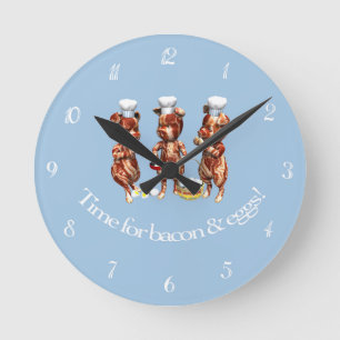 Time For Bacon and Eggs Numbered Runde Wanduhr
