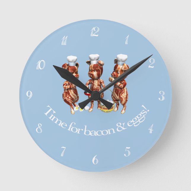 Time For Bacon and Eggs Numbered Runde Wanduhr (Vorderseite)