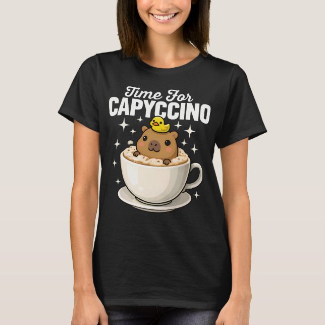 Time For Capyccino Funny Capybara T-Shirt (Vorderseite)