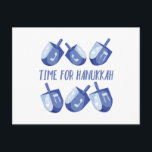 Time For Hanukkah Feiertagspostkarte<br><div class="desc">The design is beautiful and bright and fills you to the brim with holiday spirit and is perfect on gifts,  table runners,  kitchen linens,  home decor and on all things Hanukkah!</div>