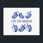 Time For Hanukkah Feiertagspostkarte<br><div class="desc">The design is beautiful and bright and fills you to the brim with holiday spirit and is perfect on gifts,  table runners,  kitchen linens,  home decor and on all things Hanukkah!</div>