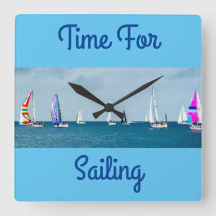 Time For Sailing Quadratische Wanduhr