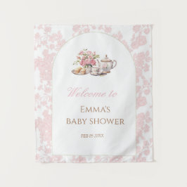 Time for Tea Baby Shower Backdrop Wandteppich