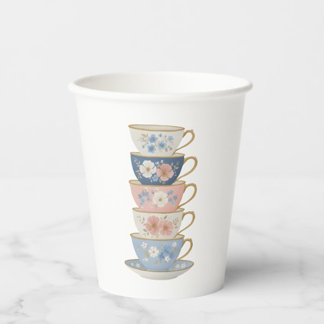 Time for Tea Bridal Shower Paper cup Pappbecher (Vorderseite)
