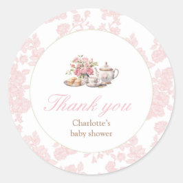 Time for Tea Pink Floral Toile Sticker