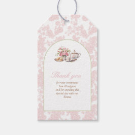 Time for Tea Pink Toile Baby Shower Tag Geschenkanhänger