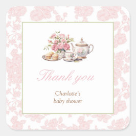 Time for Tea Square Tea Party square sticker